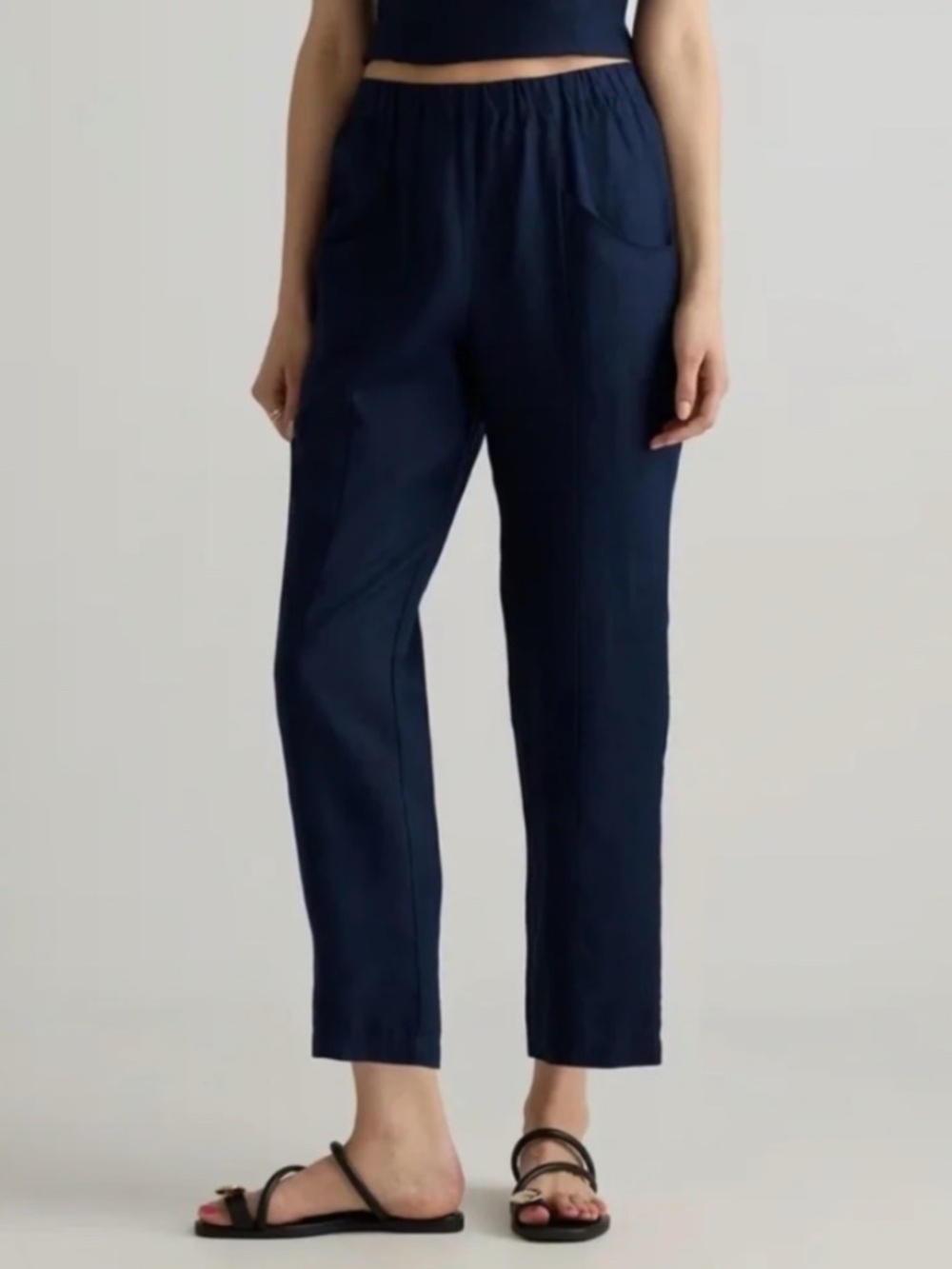 Quince 100% European Linen Cropped Straight Pants Medium